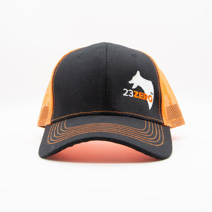 MER Adjustable Mesh Trucker Hat Black & Orange