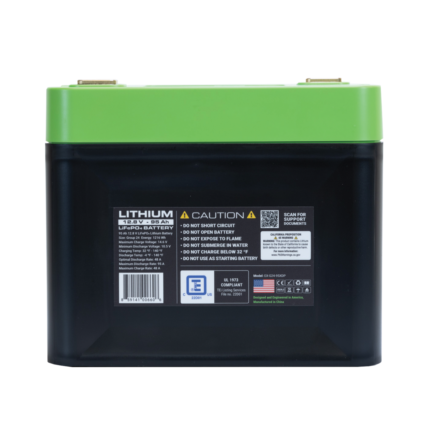 E360 12.8V 80Ah G24 High-Density LiFePO4 Deep Cycle Battery [C]