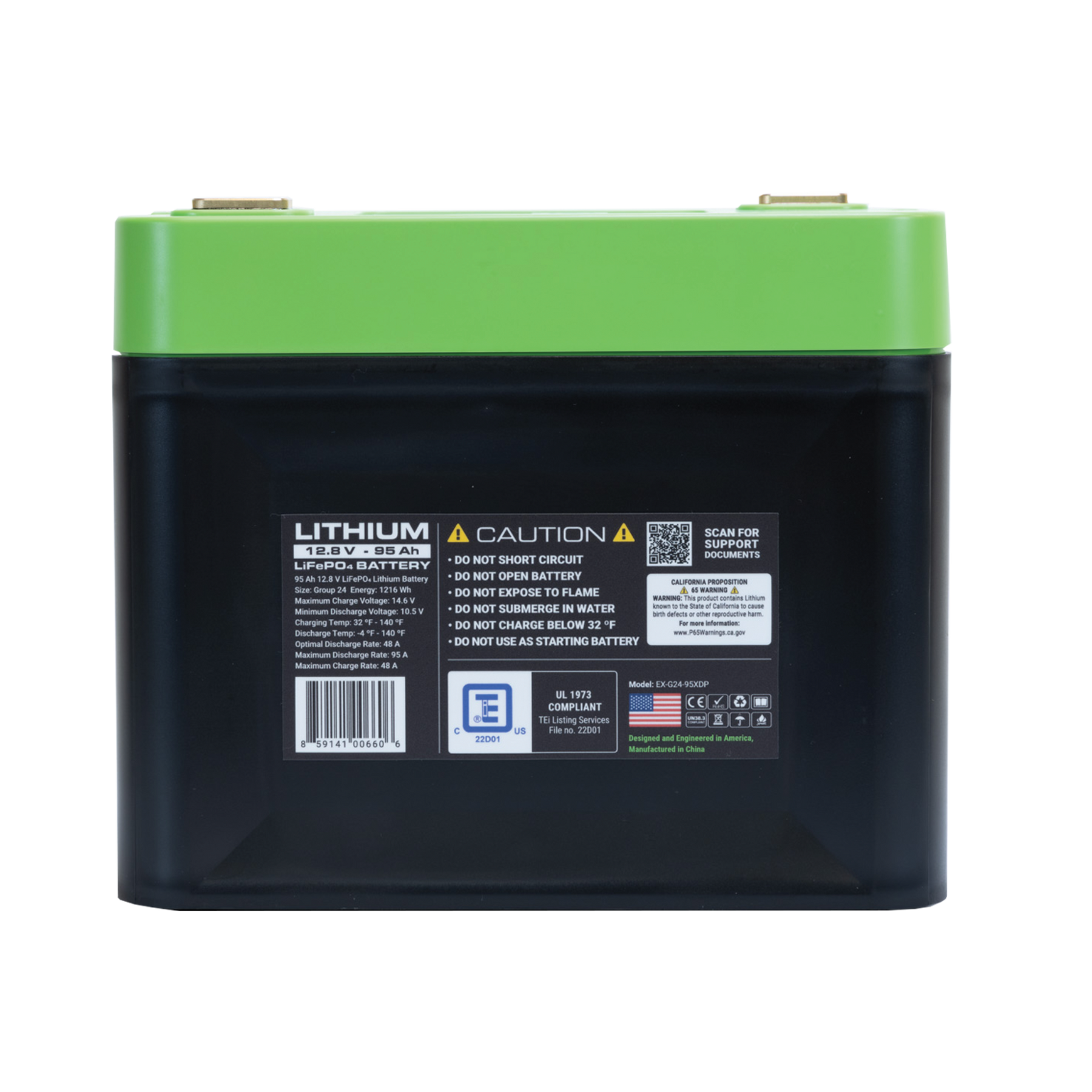 E360 12.8V 80Ah G24 High-Density LiFePO4 Deep Cycle Battery [C]