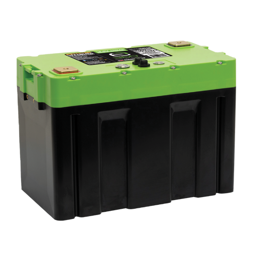 E360 Group 27 12V 100Ah Deep Cycle LiFePO4 Battery with Bluetooth, CAN Bus, and VHC (Vertical Heat Conduction) Internal Heating. [A]