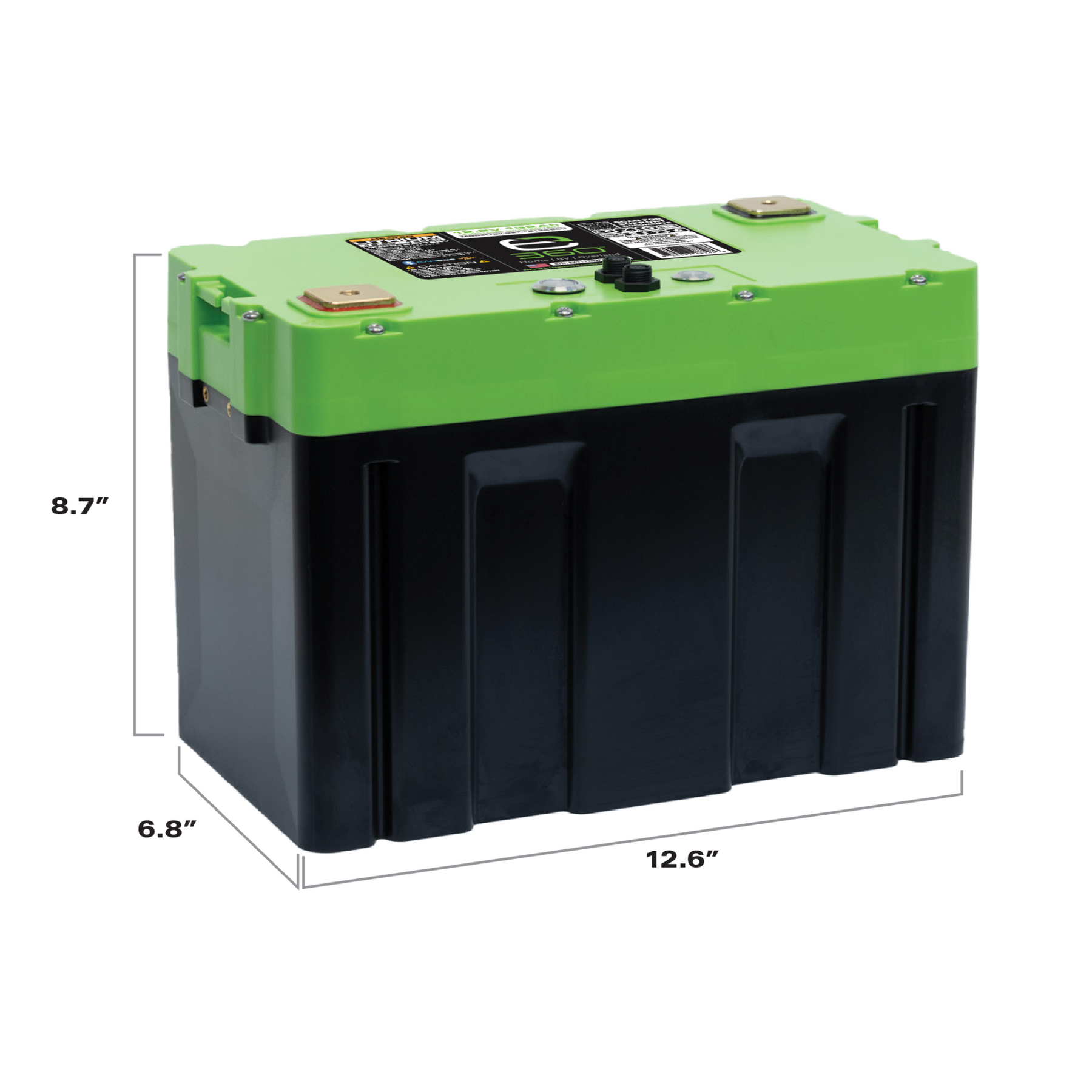 E360 Group 27 12V 132Ah Deep Cycle LiFePO4 Battery with Bluetooth, CAN Bus, and VHC (Vertical Heat Conduction) Internal Heating. [A]