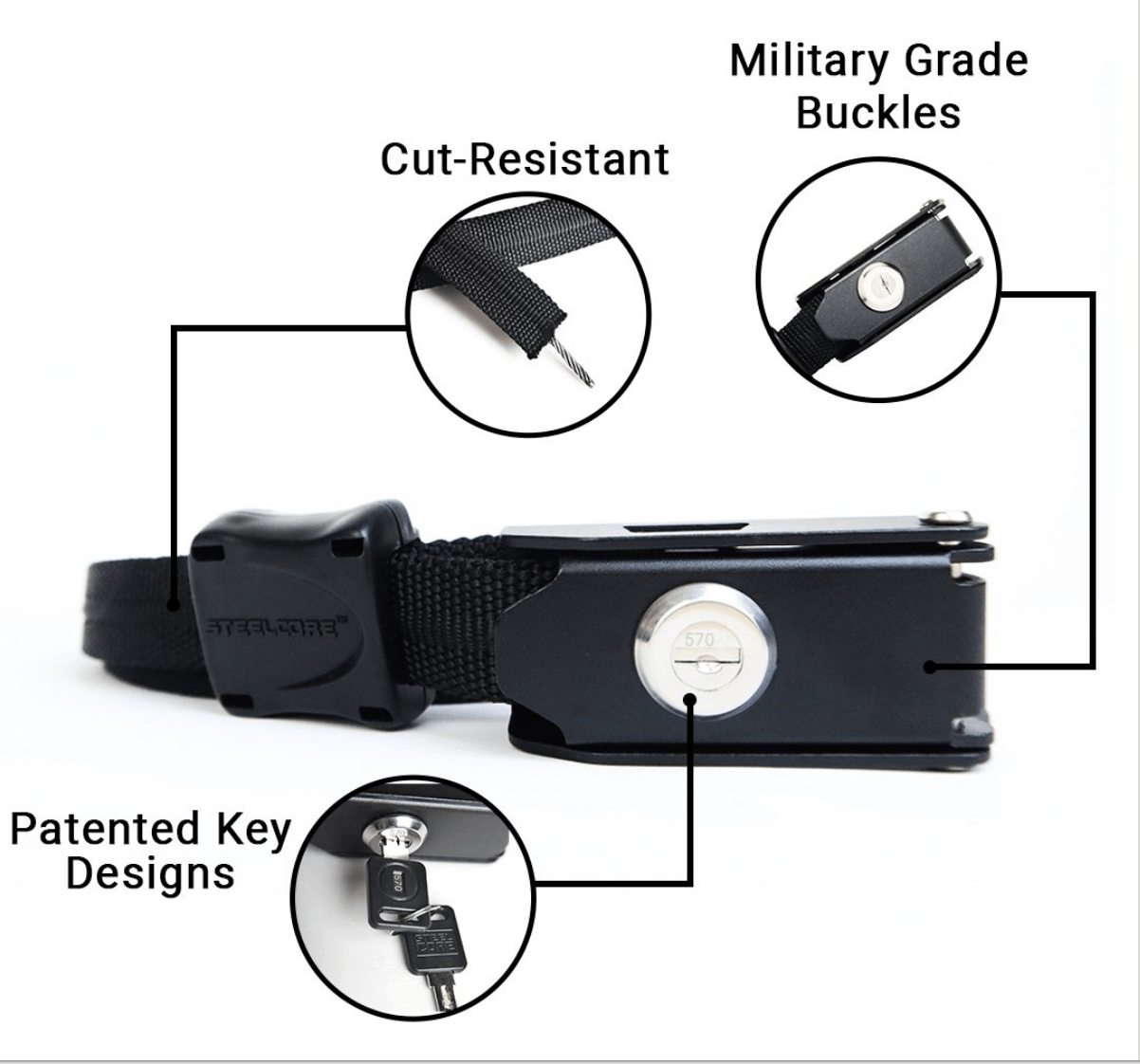 CO-Steel Core Universal 9 Foot Security Strap - Pair