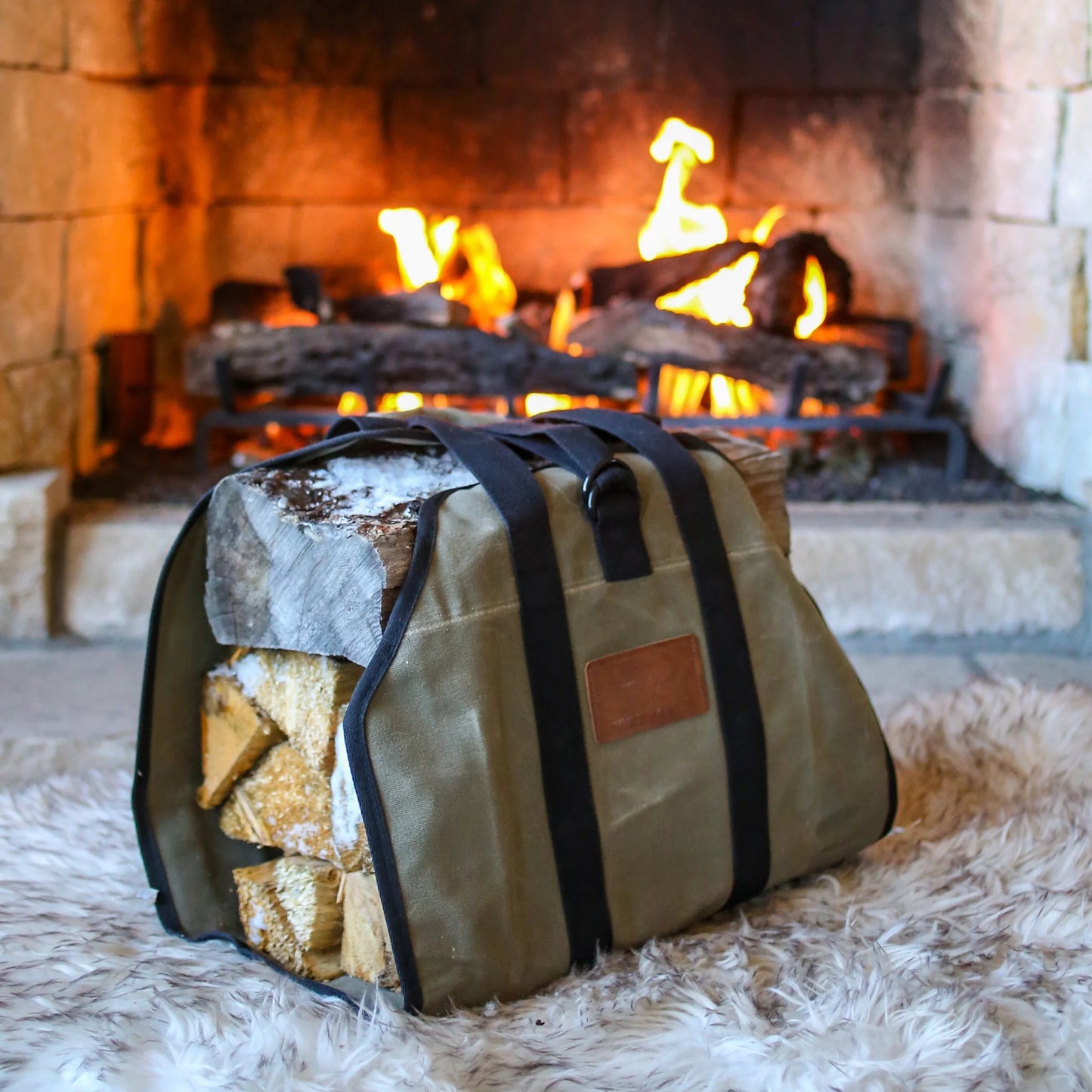 Canvas Firewood / Log Carriers - Diamond Shaped