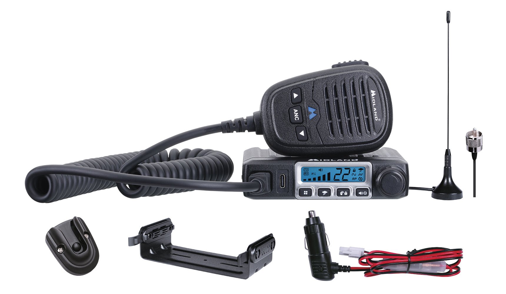 Midland Micro Mobile 15 Watt GMRS Radio with Magnetic Mount Antenna (MXT115)