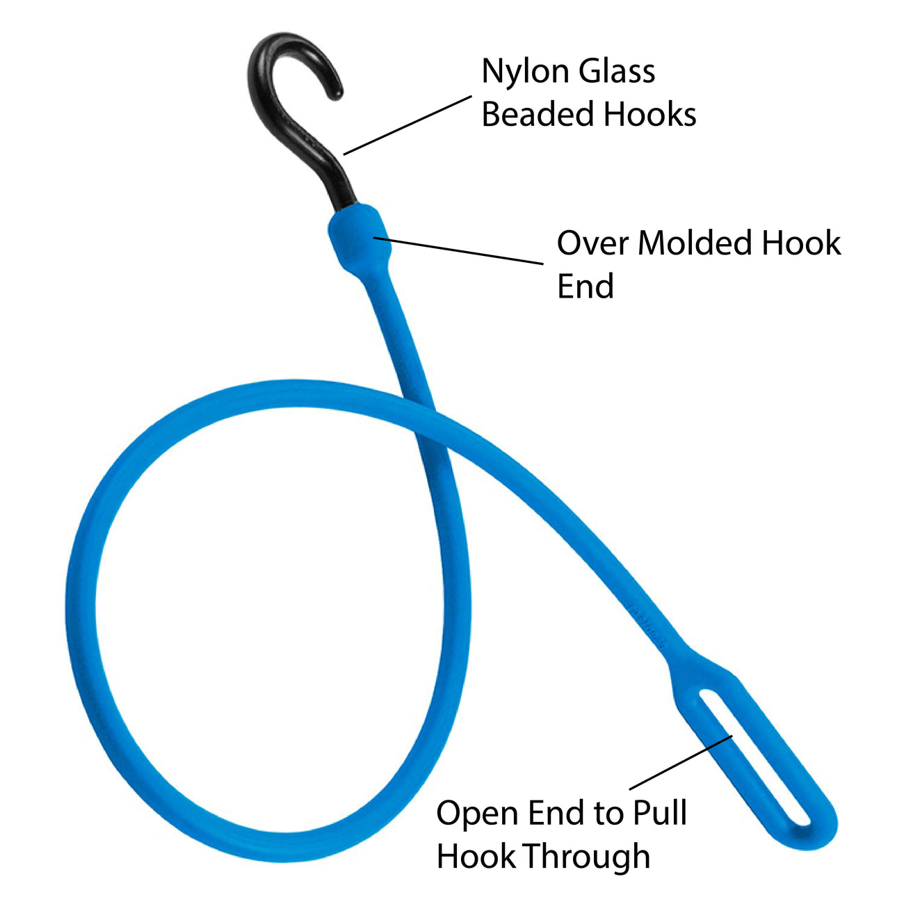 Perfect Bungee - 30" Easy Stretch Loop End Cord - Blue - Single